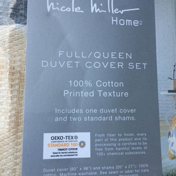 NEW Nicole Miller Textured 100% Cotton Queen Duvet Set - Picture 6 of 9